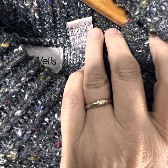 Vintage Sweater Wool Blend Turtle Neck XL Gray Striped Chunky Baxter Wells - Picture 10 of 12